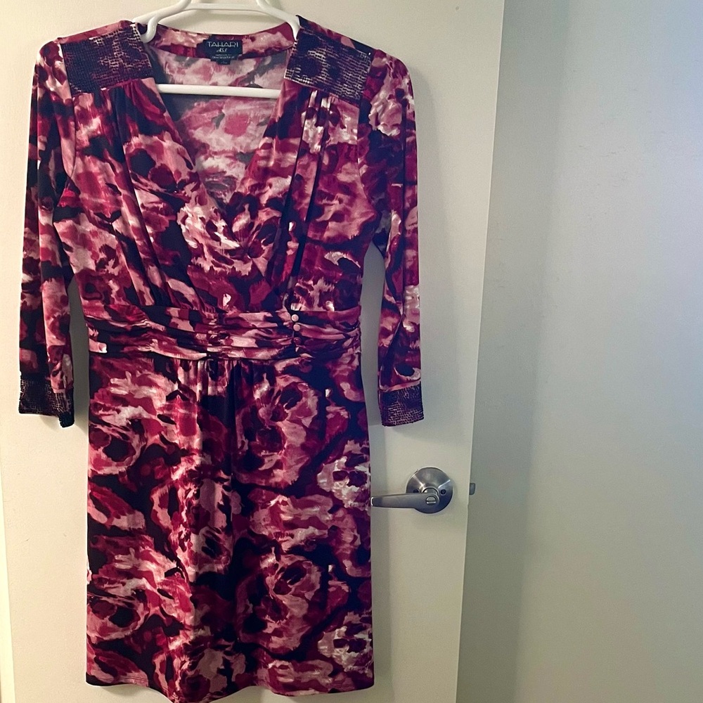 Tahari /Bloomies Collab Beaded Rose Dress